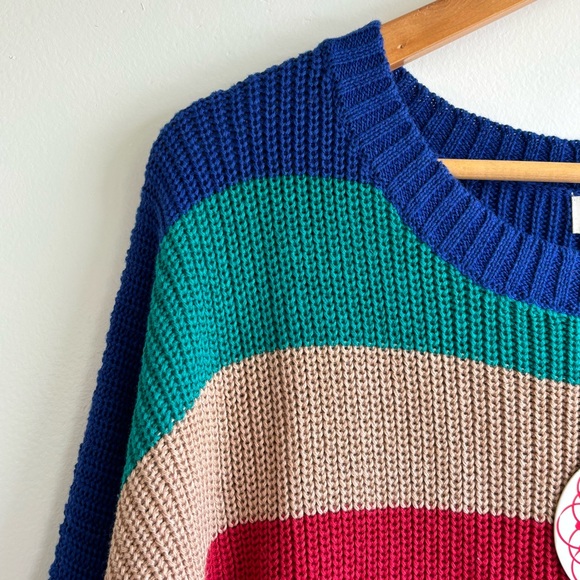 NWT Umgee Striped Oversize lightweight Pullover Sweater Sz L New - Picture 8 of 12